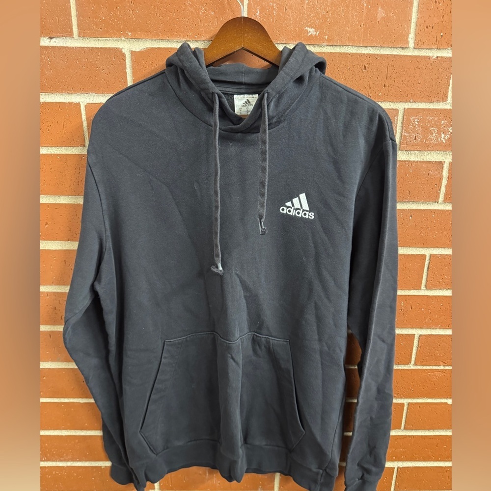 Adidas Essential Pullover Hoodie Black Men’s Medium Classic Logo - Picture 1 of 3